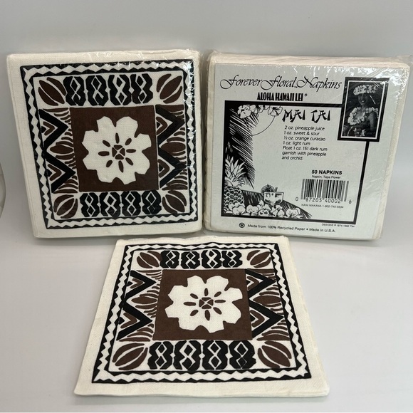 VINTAGE 70’s ALOHA COCKTAIL NAPKINS (2 SEALED PKG’s 50 COUNT + 6=106) HAWAII LEI - Picture 1 of 5